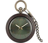 NOALED Vintage, Legno Quarzo Bronzo Catena Orologio Da Parete Luminoso Mani Quadrante Verde Legno, A, 80cm