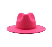 NOAMED Cappello classico in feltro autunnale e invernale, cappello jazz etnico tibetano a tesa larga, cappello a cilindro cappello da cowboy Fengyan (colore: rosa, dimensioni: 56-58 cm)
