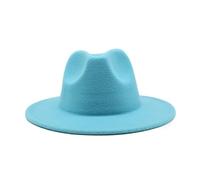 NOAMED Cappello classico in feltro autunnale e invernale, cappello jazz etnico tibetano a tesa larga, cappello a cilindro cappello da cowboy Fengyan (colore: blu lago, dimensioni: 56-58 cm)