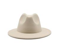 NOAMED Cappello classico in feltro autunnale e invernale, cappello jazz etnico tibetano a tesa larga, cappello a cilindro cappello da cowboy Fengyan (colore: beige, dimensioni: 56-58 cm)