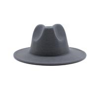 NOAMED Cappello classico in feltro autunnale e invernale, cappello jazz etnico tibetano a tesa larga, cappello a cilindro cappello da cowboy Fengyan (colore: grigio scuro, dimensioni: 56-58 cm)