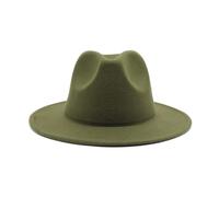 NOAMED Cappello classico in feltro autunnale e invernale, cappello jazz etnico tibetano a tesa larga, cappello a cilindro cappello da cowboy Fengyan (colore: verde militare, dimensioni: 56-58 cm)