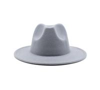 NOAMED Cappello classico in feltro autunnale e invernale, cappello jazz etnico tibetano a tesa larga, cappello a cilindro a tesa grande cappelli da cowboy Fengyan (colore: grigio chiaro, dimensioni