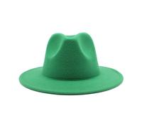 NOAMED Cappello classico in feltro autunnale e invernale, cappello jazz etnico tibetano a tesa larga, cappello a cilindro cappello da cowboy Fengyan (colore: verde erba, dimensioni: 56-58 cm)