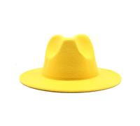 NOAMED Cappello classico in feltro autunnale e invernale, cappello jazz etnico tibetano a tesa larga, cappello a cilindro cappello da cowboy Fengyan (colore: giallo arancione, dimensioni: 56-58 cm)