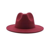 NOAMED Cappello classico in feltro autunnale e invernale, cappello jazz etnico tibetano a tesa larga, cappello a cilindro cappello da cowboy Fengyan (colore: bordeaux, dimensioni: 56-58 cm)