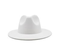 NOAMED Cappello classico in feltro autunnale e invernale, cappello jazz etnico tibetano a tesa larga, cappello a cilindro cappello da cowboy Fengyan (colore: bianco, dimensioni: 56-58 cm)