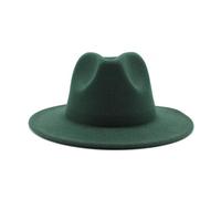 NOAMED Cappello classico in feltro autunnale e invernale, cappello jazz etnico tibetano a tesa larga, cappello a cilindro cappello da cowboy Fengyan (colore: verde scuro, dimensioni: 56-58 cm)