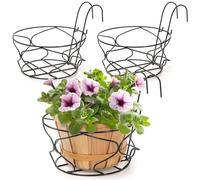 Noamus Confezione da 3 cesti da 25,4 cm, per fioriere da balcone, in metallo, con gancio, montaggio a parete, con gancio staccabile, per giardino, recinzione, portico, patio, interni, esterni