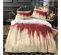 NOASDGYEI Arte con schizzi di sangue Set Di Copripiumino 3 Pezzi microfibra stampa 3D con federe con cerniera per cuscini Orrore astratto copripiumino for bambini e ragazze Single（140x200cm）