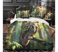 NOASDGYEI Capanna nella foresta copripiumino Set di biancheria da letto stampa 3D con federe cerniera nascosta Scena rustica di montagna Set Di Copripiumino for adulti e adolescenti Double（200x200cm）