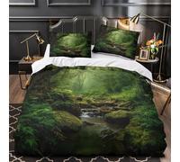 NOASDGYEI Capanna nella foresta Set Di Copripiumino 3 pezzi microfibra stampa di 3D con federe per cuscini incluso federe Scena rustica di montagna copripiumino for coppie e ragazzi King（220x240cm）