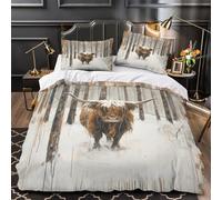 NOASDGYEI mucca delle Highlands Set Di Copripiumino 3 pezzi microfibra stampa di 3D con federe per cuscini incluso federe Corona floreale copripiumino for coppie e ragazzi Super king（260x220cm）