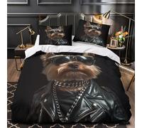 NOASDGYEI Occhiali da sole Cool Dog copripiumino 3 Pezzi ultra stampa 3D con federe per cuscini con cerniera Moda Rock Pet Set Di Copripiumino for ragazzi e adolescenti Single（140x200cm）