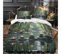 NOASDGYEI Pietre Zen copripiumino 3 Pezzi microfibra morbida stampa 3D con cerniera con federe per cuscini Scena di meditazione nella natura Set Di Copripiumino for adulti e bambini Single（135x200cm）