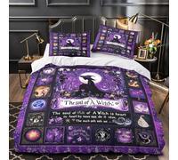 NOASDGYEI Sagoma di strega Set Di Copripiumino 3 Pezzi morbida microfibra motivo 3D cerniera nascosta con federa Fantasia occulta copripiumino for ragazze e adolescenti Single（140x200cm）