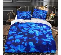NOASDGYEI Sciame di meduse Set Di Copripiumino 3 Pezzi microfibra morbida stampa 3D con federe per cuscini incluso federe Vita marina sottomarina copripiumino for ragazze e adulti Single（135x200cm）