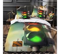 NOASDGYEI Semaforo copripiumino 3 Pezzi ultra microfibra motivo 3D incluso federe con federe per cuscini Scena di strada urbana Set Di Copripiumino for ragazze e adolescenti Single（135x200cm）