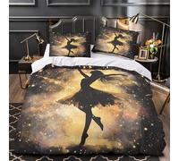 NOASDGYEI Silhouette di ballerina Set Di Copripiumino 3 pezzi ultra microfibra stampa 3D con federa per cuscini cerniera nascosta Danza cosmica copripiumino for adulti e bambini Single（135x200cm）