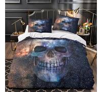 NOASDGYEI Teschio Cosmico Set Di Copripiumino 3 pezzi morbida microfibra stampa di 3D con cerniera con federe per cuscini Progettazione dello spazio copripiumino for coppie e adulti Single（135x200cm）