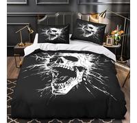 NOASDGYEI Urlo del teschio Set Di Copripiumino Set di 3 Pezzi morbida microfibra stampa di 3D con federa per cuscini con cerniera grunge horror copripiumino for coppie e adulti Single（140x200cm）