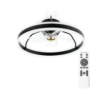 Noaton® Atria nero Ventilatore da soffitto, Con Illuminazione LED max 75 W, Dimmerabile 3 temperature di colore, Telecomando, Timer, Portata d'aria fino a 60 m3/min, Lampadario, Diametro 50 cm