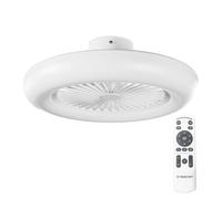 Noaton Ventilatore da soffitto 11055W Callisto Bianco, lampadario LED max 48W Dimmerabile 3 temperature di colore, telecomando, timer, portata d'aria fino a 45 m3/min, diametro 55cm