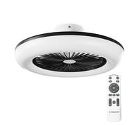 Noaton Ventilatore da soffitto 11055B Callisto nero, con Illuminazione LED max 48 W Dimmerabile 3 temperature di colore, telecomando, timer, portata d'aria fino a 45 m3/min, lampadario, diametro 55cm