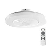 Noaton® Triton Bianco Ventilatore da Soffitto con Luce e Telecomando, LED Dimmerabile 50 W, 3 Colori, 6 Velocità con Timer, Silenzioso, per Soggiorno Camera, da Letto Sala e Cucina, Lampada, Ø 58 cm