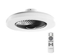 Noaton Ventilatore da soffitto 12058B Triton Nero, con Illuminazione LED max. 50 W Dimmerabile 3 temperature di colore, telecomando, timer, portata d'aria fino a 60 m3/min, lampadario, diametro 58cm