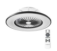 Noaton Ventilatore da soffitto con luce 11056BR Vega, telecomando, attenuazione LED max 44 W, 3 temperature di colore regolabili, timer, flusso d'aria fino a 61 m3/min, Ø56 cm nero, cassa bluetooth
