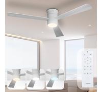 Noaton Ventilatore da Soffitto con Luce e Telecomando, LED Dimmerabile 22,9 W, 3 Temperature di Colore, 3 Pale Bianco, Timer, con Motore DC 34 W, 6 Velocità, Ø132 cm, Silenzioso
