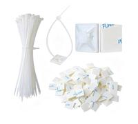 Noaxylic 100 Pezzi Autoadesivo Clip Cavo, Fermacavi Supporto Organizer, 150 mm Fascette, 20 x 20 mm Organizzatore di Cavi, Organizer a Clip per Cavo per TV, PC, Scrivania, Casa, Ufficio