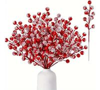 Noaxylic 16 Pezzi Mini Palla Decorativa di Bacche Rosse di Natale, Bacche di Agrifoglio Rosse Artificiali, Pungitopo Decorazioni, per Albero di Natale Artigianato Stagione Delle Vacanze Invernali