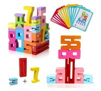 Noaxylic 20 Pezzi Blocchi Numerici, Blocchi Numero in Legno per Bambini, Block di Costruzione in Legno con Numeri da 1 a 10, Riconoscimento dei Numeri, Regalo per Ragazze e Ragazzi
