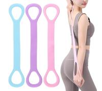 Noaxylic 3 Pezzi Elastici Fitness, Bande Elastiche Fitness, Fasce di Resistenza a Forma di 8, Fascia di Resistenza con Maniglie, Espansore Toracico, Yoga Stretching Band, per Yoga, Pilates, Danza
