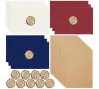 Noaxylic 38 Pezzi Set di Carta da Lettere Vintage, Busta da Lettera Vintage, Set con 9 Buste in Lino Sigillo di Cera, 20 A5 Carta da Lettere Kraft, per Compleanno, Inviti di Nozze, Biglietti di Auguri