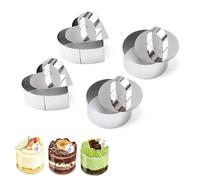 Noaxylic 4 Pezzi Anello di Mousse, 8cm Anelli per Torte, Stampo Circolare per Torte, Anelli per Torta in Acciaio Inossidabile di Cuore, per Mousse Torta, Dessert, Pasticceria, Muffin