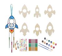 Noaxylic 6 Pezzi Scacciapensieri a Razzo Set, Campanelli Eolici Fai da te Bambini Creativ, Artigianato in Legno da Dipingere, per Decorazioni, Attività, Artigianato, Feste, Pasqua, Compleanno