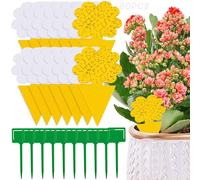Noaxylic 60 Pezzi Trappola per Moscerini, Moscerini Piante Compresse Giallo Vaso per Fiori con 10 Pezzi Accessori Verdi, Sicuro, Inodore, Adesivi a Doppia Faccia, per Uso Interno ed Esterno