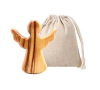 Noaxylic Angelo Custode in Legno D'ulivo, Regalo Cristiano, Statuetta Artigianale Portafelicità, Amuleto de la Suerte con Borsa, Regalo di Benessere, Battesimo, Comunione, Natale, Festa Della