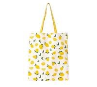 Noaxylic Borsa di Tela Bifacciale, Tote Bag Cotone con Due Lunghi Manici, Borse Shopper Ecologiche, Riutilizzabili, Pieghevole Canvas Tote Bag, Adatta per Le Vacanze, Lo Shopping E Il Lavoro, Giallo