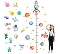 Noaxylic Metro Altezza Bmetro Altezza Bambini da Parete, Adesivi Murali Metri da Parete, Adesivi Murali con Metro Adesivo Murale, Motivo a Razzi e Pianeti, per Maschi e Femmine, Cameretta dei Bambini