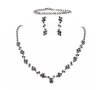 Noaxylic Set di Gioielli, Collana di Strass, Orecchini, Braccialetto, Collana Nera Donna, Set Collane e Orecchini, Collane Trendy, Parure Gioielli Donna, per Sposa Damigelle Fidanzata Regali