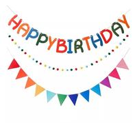 Noaxylic Striscione Buon Compleanno, Festone Buon Compleanno, Striscione con Lettere di Birthday, Festone Riutilizzabile con Lettere e Palline di Feltro, Bandierine Ghirlanda, per Festa di Birthday