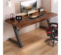 NOBBAT Scrivania Per Computer, Scrivania Da Gioco,Capacità Di Carico 300kg, Spessore Piano 25mm, Braccio Monitor Montabile, Resistente Ai Graffi, Resistente Al Calore(Walnut+Black Frame,180cm)