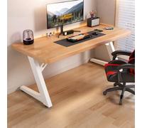 NOBBAT Scrivania Per Computer, Scrivania Da Gioco,Capacità Di Carico 300kg, Spessore Piano 25mm, Braccio Monitor Montabile, Resistente Ai Graffi, Resistente Al Calore(Original Wood+White Frame,100cm)