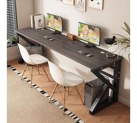 NOBBAT Scrivania Per Computer, Scrivania Doppia, Scrivania Da Studio, 100/120/140/160x60x75 Cm, Angoli Arrotondati, Spessore Del Piano 2,5 Cm, Capacità Di Carico 150 Kg, Per Ufficio Domestico(Gray oak