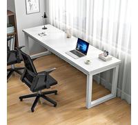 NOBBAT Scrivania Per Computer, Scrivania Doppia, Scrivania Da Studio, 100/120/140/160x60x75 Cm, Angoli Arrotondati, Spessore Del Piano 2,5 Cm, Capacità Di Carico 150 Kg, Per Ufficio Domestico(Bianco,1