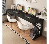 NOBBAT Scrivania Per Computer, Scrivania Doppia, Scrivania Da Studio, 100/120/140/160x60x75 Cm, Angoli Arrotondati, Spessore Del Piano 2,5 Cm, Capacità Di Carico 150 Kg, Per Ufficio Domestico(Black+bl